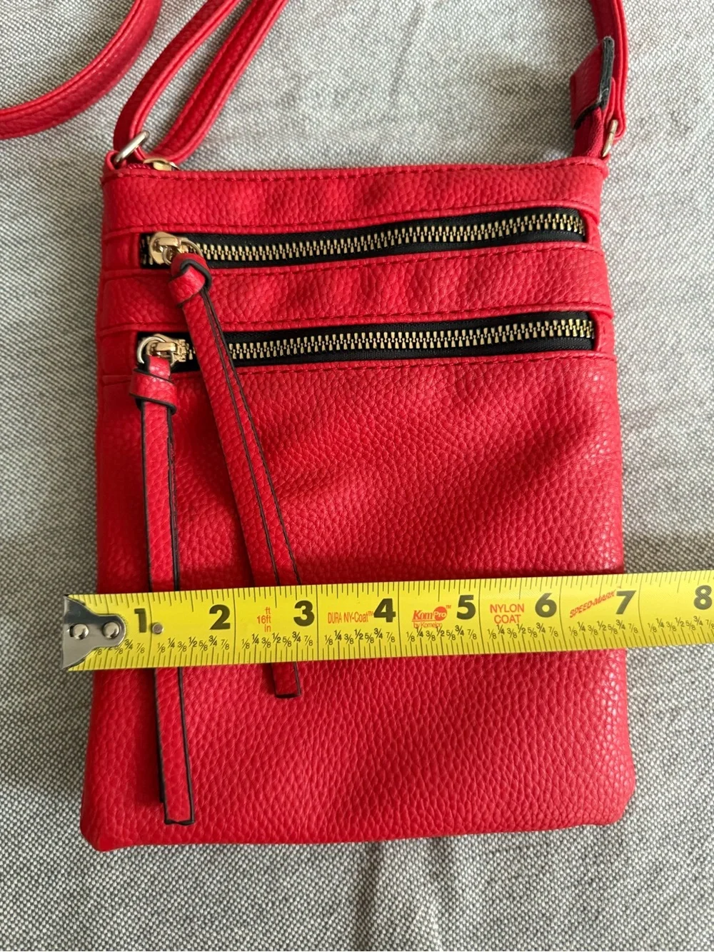 Red Crossbody Pebble Leather Travel Everyday Bag Stylish 9” x 7”